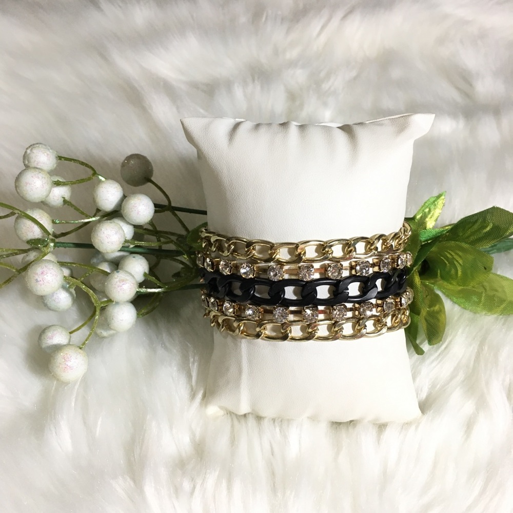 Luxurious Gold & Black Chunky Bracelet